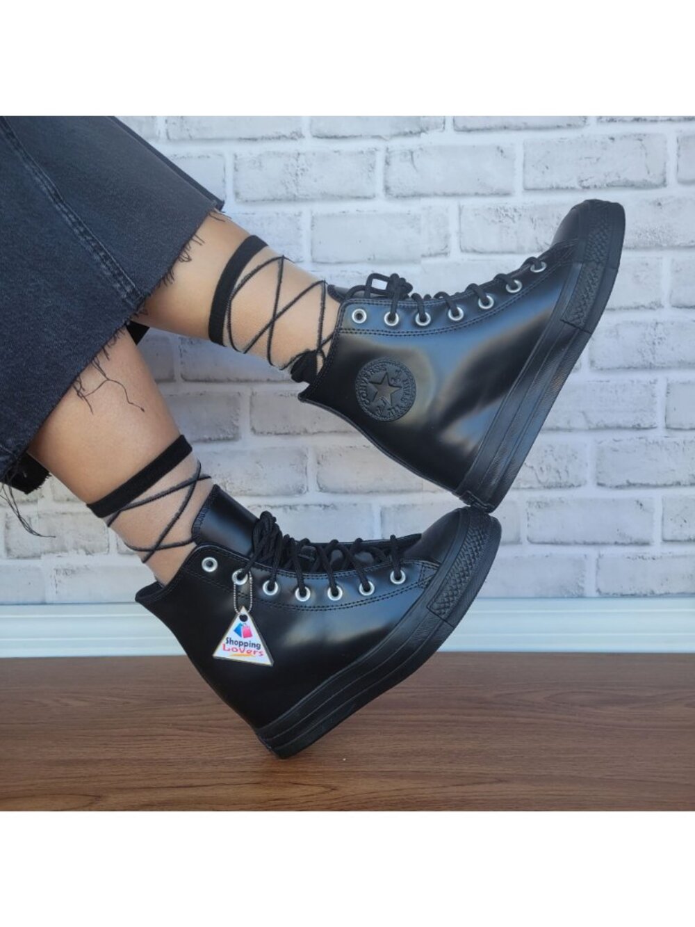 ⭐Converse Chuck Taylor All Star Wedge Platform 8.5 Patent Leather Shoes A12827C⭐ - Picture 6 of 12